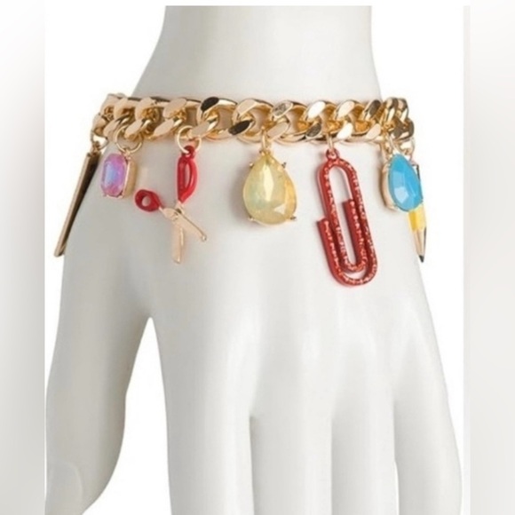 🖍️✂️✏️🖇️ BETSEY JOHNSON School Charms Drama Bracelet✂️🖍️✏️🖇️NWT - Picture 7 of 15